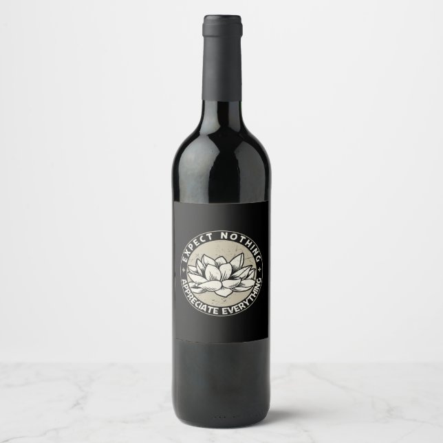 Yoga Lover | Yoga Expect Nothing Wine Label (Front)
