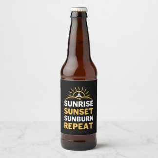 Yoga Lover | Yoga Sunrise Sunset Sunburn Repeat Beer Bottle Label