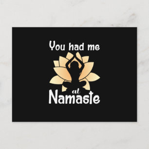 Yoga Lover You Had Me At Namaste Postcard