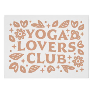 Yoga lovers club girls group beige girly aesthetic poster