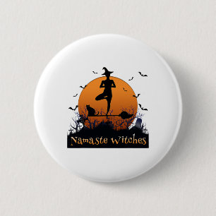 Yoga Lovers Namaste Witches Full Moon Cemetery Hal 6 Cm Round Badge