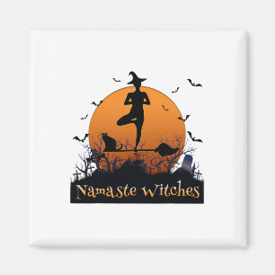 Yoga Lovers Namaste Witches Full Moon Cemetery Hal Magnet