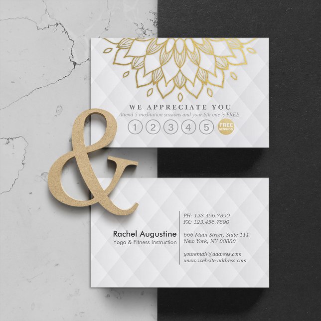 Yoga Loyalty 6 Punch Gold Mandala White Leather Card (Creator Uploaded)