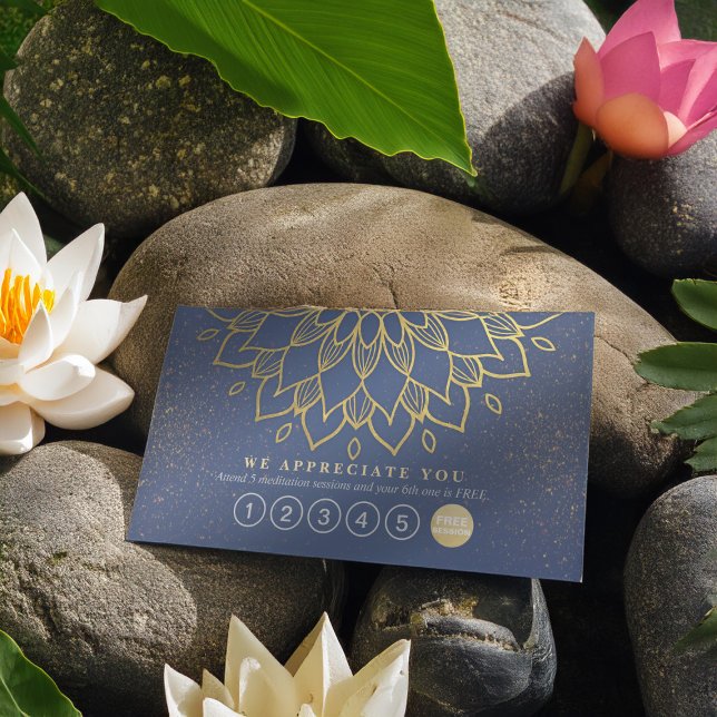 Yoga Loyalty 6 Punch Mandala Blue and Gold Glitter Card (Creator Uploaded)