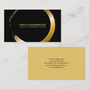 Yoga Luxurious Golden Enso Circle Motif Black Business Card