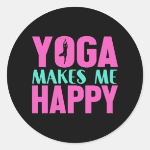 Yoga makes me happy T-Shirt Classic Round Sticker