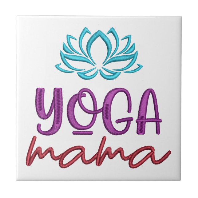 Yoga Mama Quote Lotus Flower Zen Tile (Front)