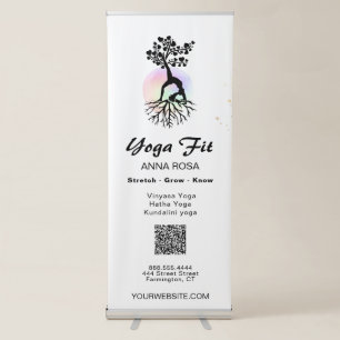 *~* Yoga Man Lotus Tree of Life Simple White Retractable Banner