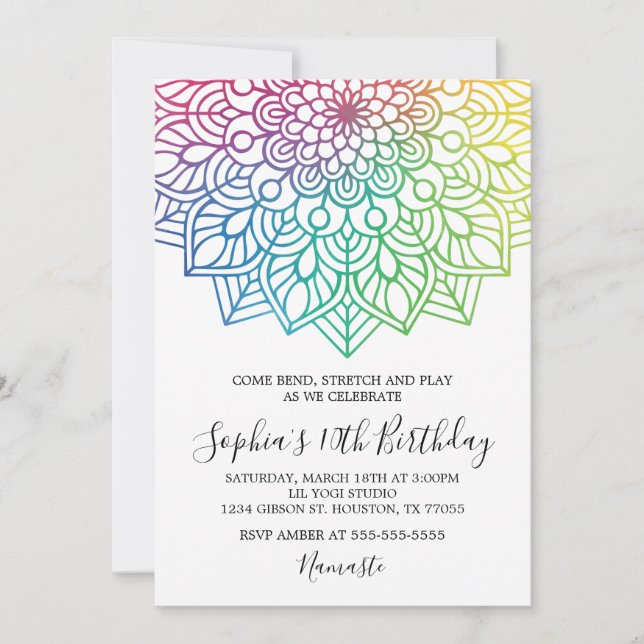 Yoga Mandala Birthday Invitation (Front)