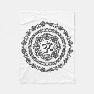 Yoga Mandala Om Symbol Buddha Yogi Gift Fleece Blanket