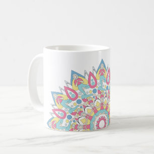 Yoga Mandala with Three Poses Pattern Coffee Mug