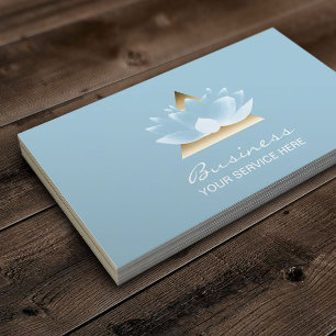 Yoga Massage Therapy Elegant Blue Lotus Flower Business Card