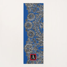 YOGA MAT BLACK LACE AND BUTTERFLIES CUSTOM INITIAL