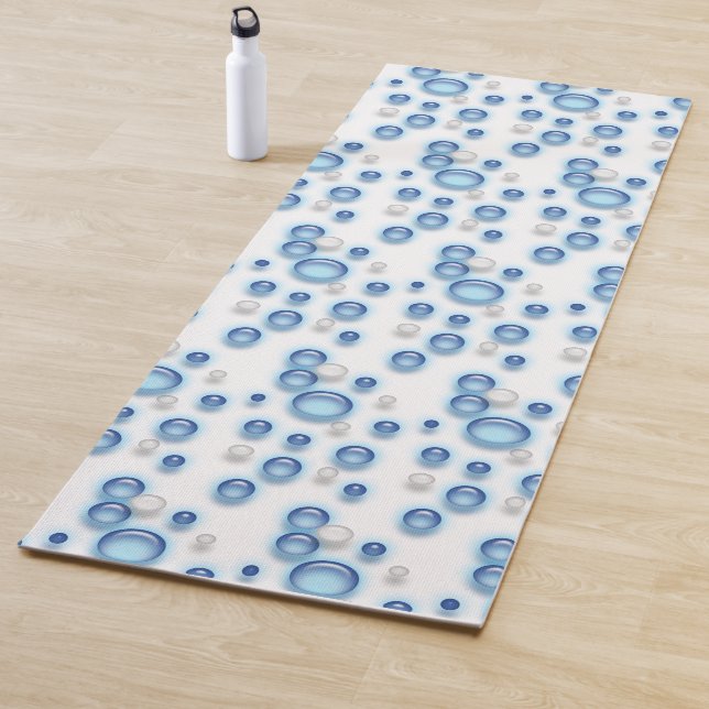 Yoga Mat - Bubbles in Blue and White (In Situ)