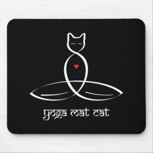 Yoga Mat Cat - Sanskrit style text. Mouse Mat