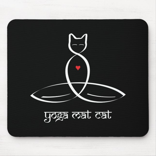 Yoga Mat Cat - Sanskrit style text. Mouse Mat (Front)