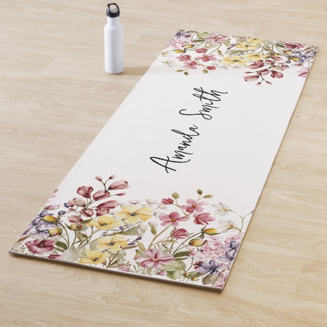 Yoga Mat Floral Customized Name Wild Flowers (In Situ)