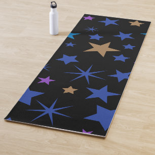 Yoga Mat Galactic Stars Navy Purple Gold