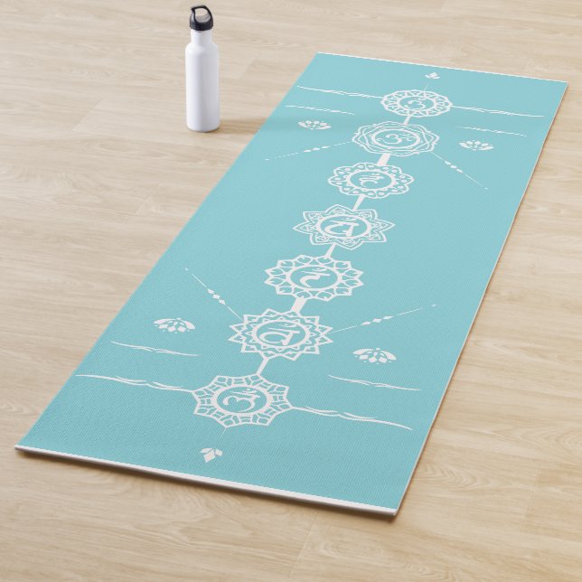 Yoga mat guide 7 Chakras blue design (In Situ)