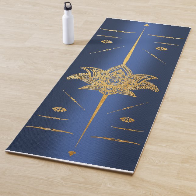Yoga mat guide Lotus flower 7 golden chakras (In Situ)