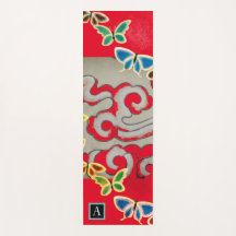YOGA MAT JAPANESE CLOUDS BUTTERFLIES DIY INITIAL