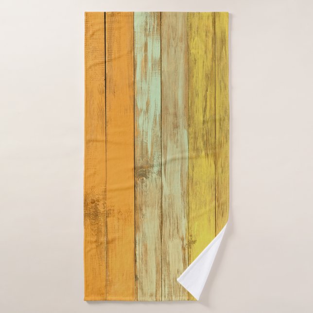 Yoga Mat Vintage Wood Floor Bath Towel (Bath Towel)