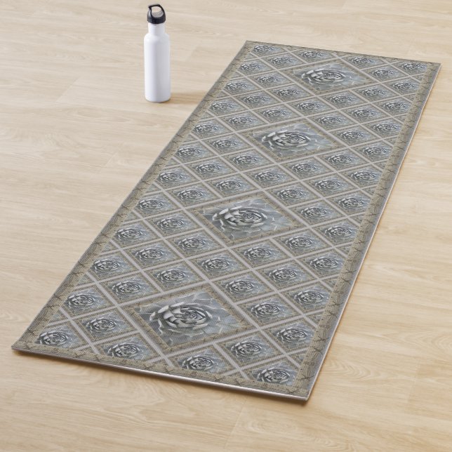 Yoga Mat with Lovely Grey Succulents (In Situ)