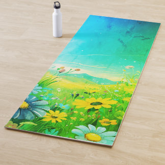 Yoga Mat with Meadow in green tones