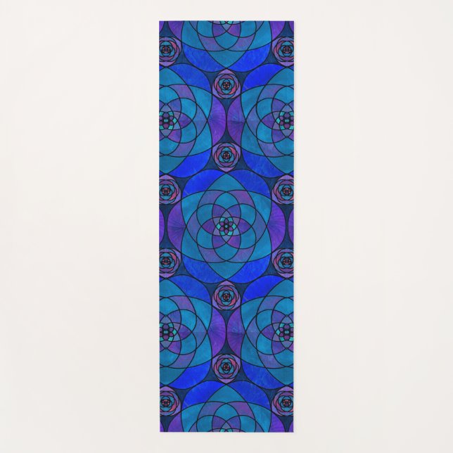 Yoga mat with rich jewel-toned mandala (Front)