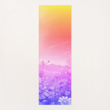 Yoga Mat with sunrise meadow