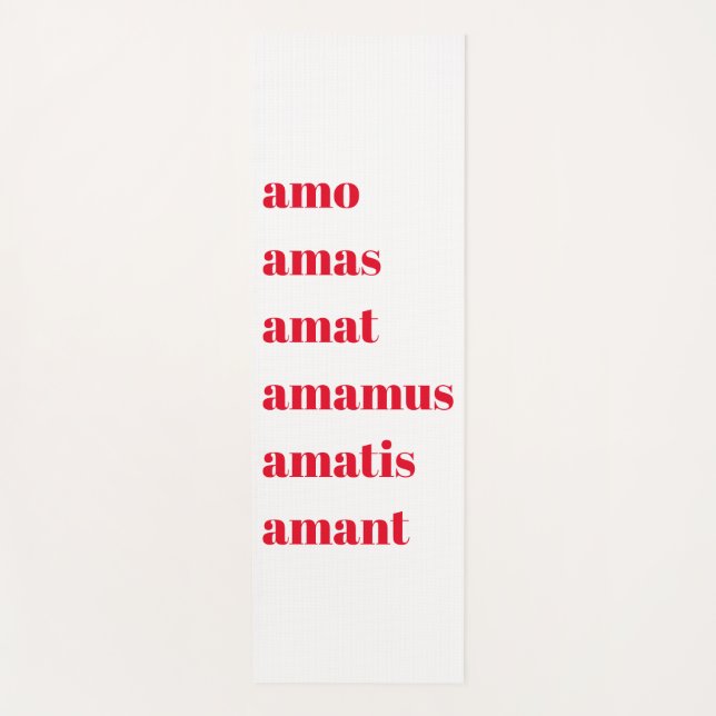 Yoga Mat with typography, Amo Amas Amat Latin (Front)