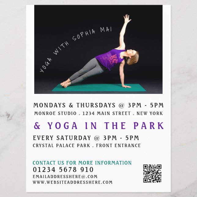 Yoga Mat, Yoga Class Advertising Flyer (Front)