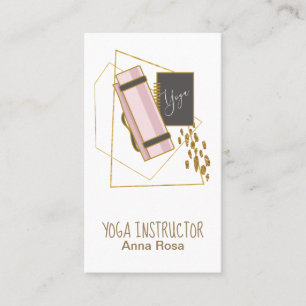 *~* Yoga Mat Yoga Instructor Gold Glitter Polygon Business Card