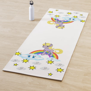 Yoga Mats Yoga Pony Rainbow Happy Clouds Stars