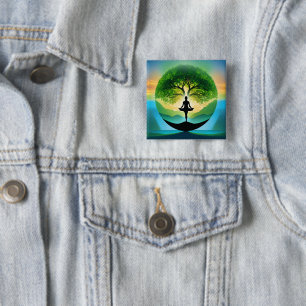Yoga mediation 15 cm square badge