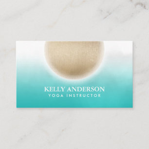 Yoga & Mediation Gold Circle Green Watercolor Business Card