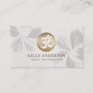 Yoga Mediation Monogram Gold Om Sign Zen Floral Business Card