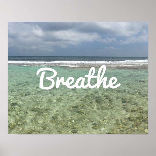 Yoga & Meditation Beach "Breathe" Spirit Poster (Front)