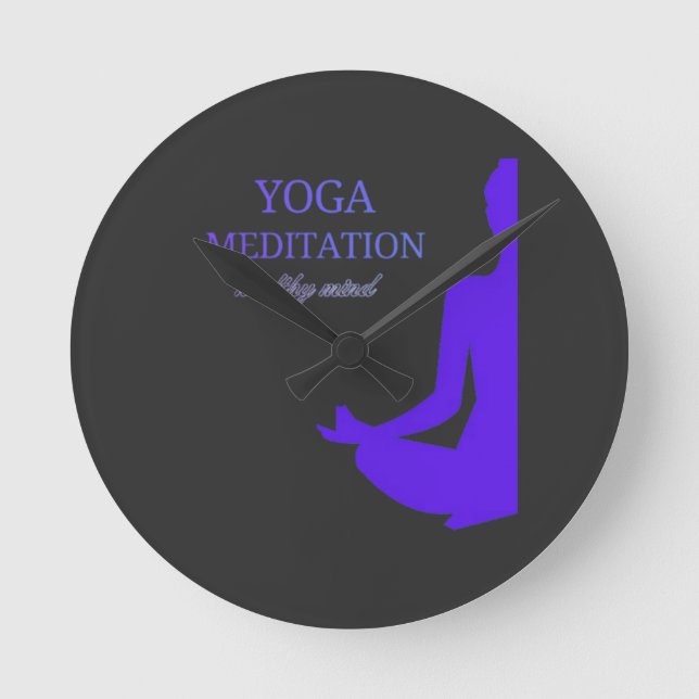  Yoga & Meditation for a Healthy Mind Round Clock (Front)