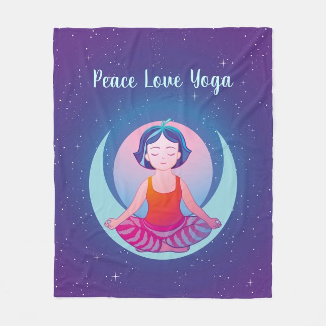 Yoga meditation girl fleece blanket (Front)