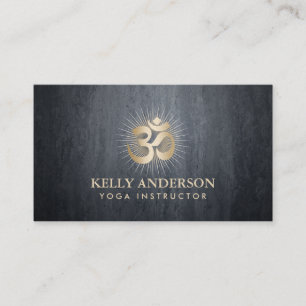 Yoga & Meditation Gold Om Mantra Dark Grey Business Card