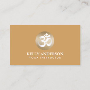 Yoga & Meditation Gold Om Symbol Plain Orange Business Card
