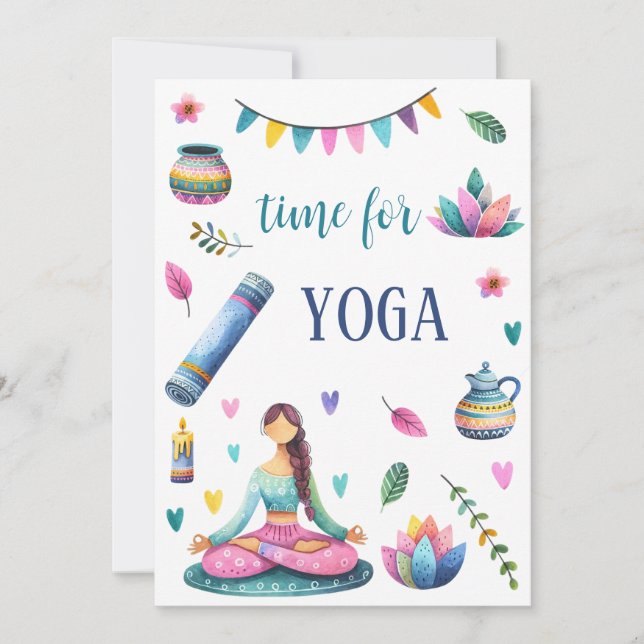Yoga Meditation Illustration Invitation (Front)