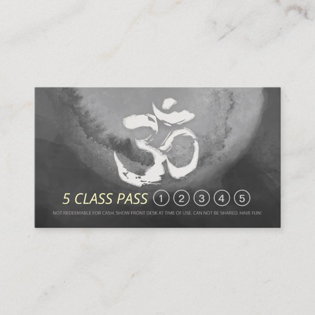 Yoga Meditation Instructor 5 Class Pass Loyalty OM Card (Front)