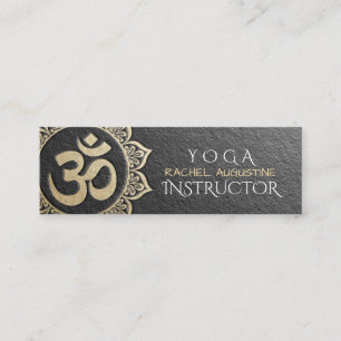 YOGA Meditation Instructor Black Gold OM Mandala Mini Business Card