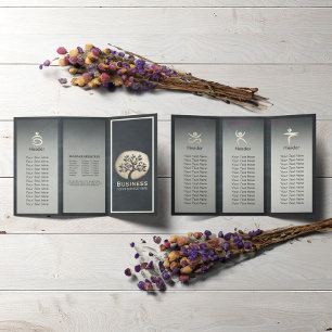 Yoga Meditation Instructor Black Gold Tree TriFold