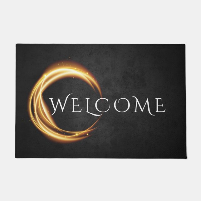 Yoga Meditation Instructor Black Gold ZEN Welcome Doormat (Front)