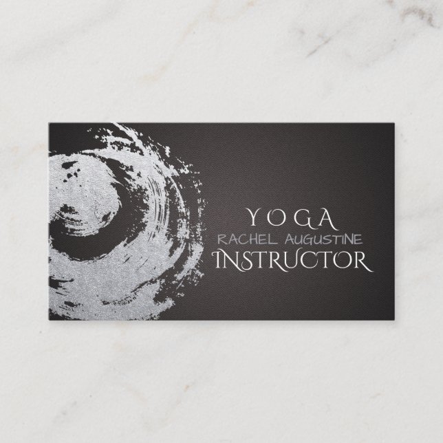 Yoga Meditation Instructor Black Silver ZEN Symbol Business Card (Front)