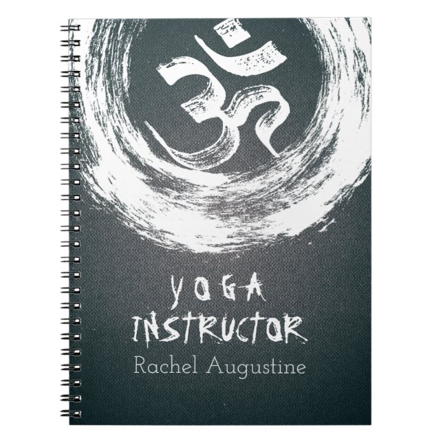 YOGA Meditation Instructor Black White OM ZEN Sign Notebook (Front)