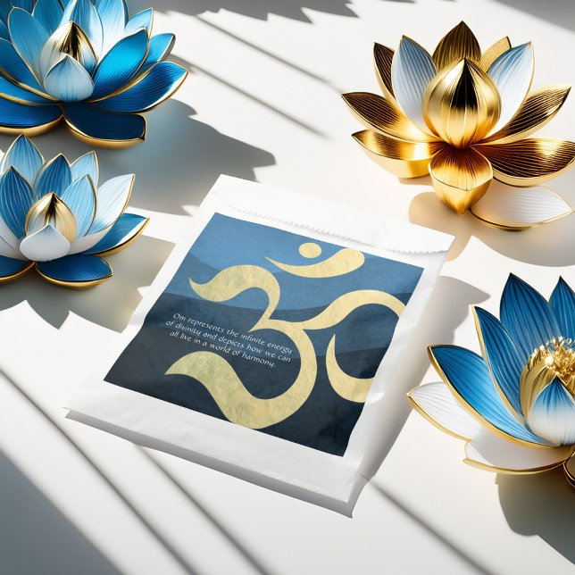 Yoga Meditation Instructor Blue and Gold OM Symbol Favour Bags (Creator Uploaded)
